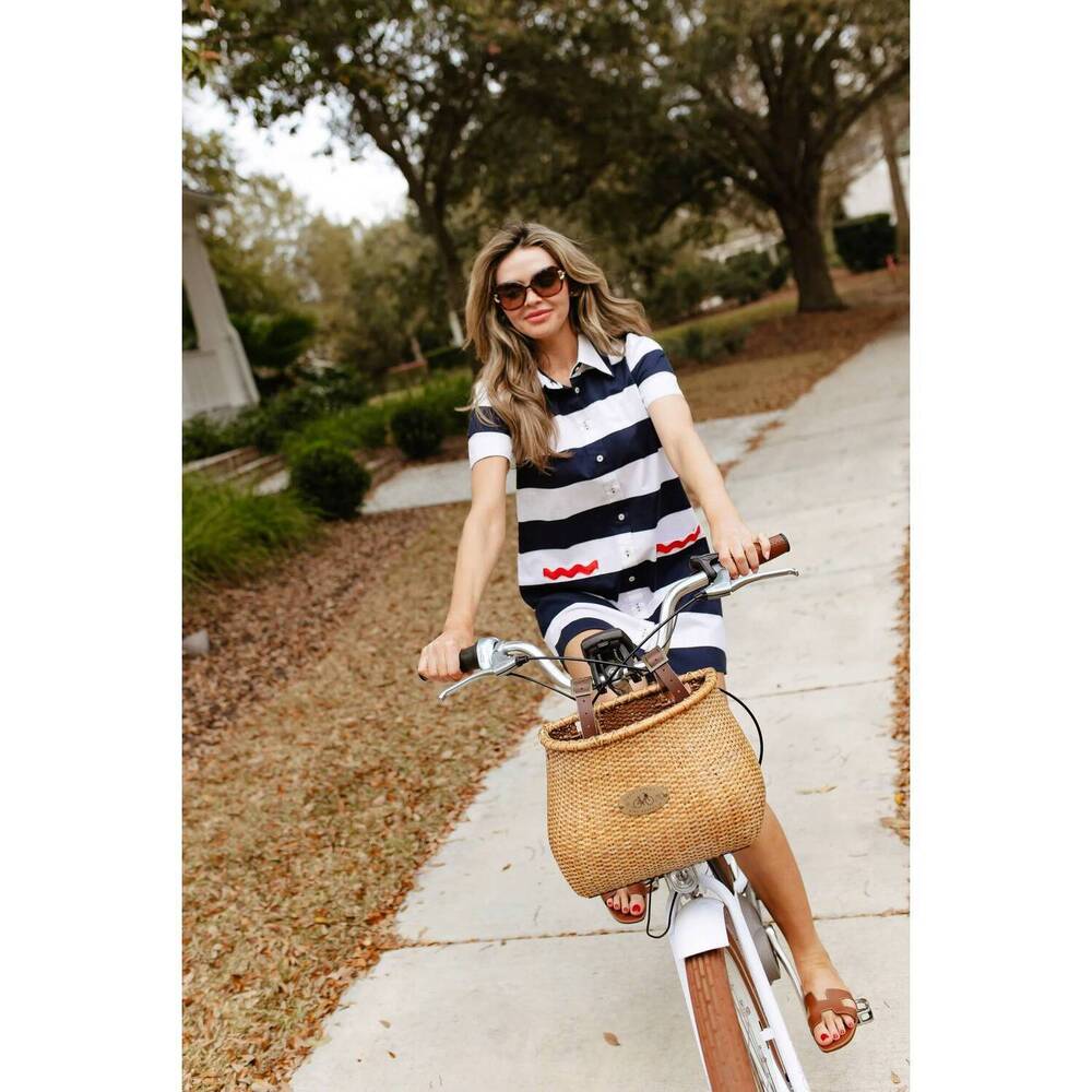 NEW SAIL TO SABLE button front shirt dress in navy & white - Picture 3 of 5